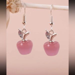 🍎 Lovely Jeweled Apple Fruit Drop Earrings 🍏